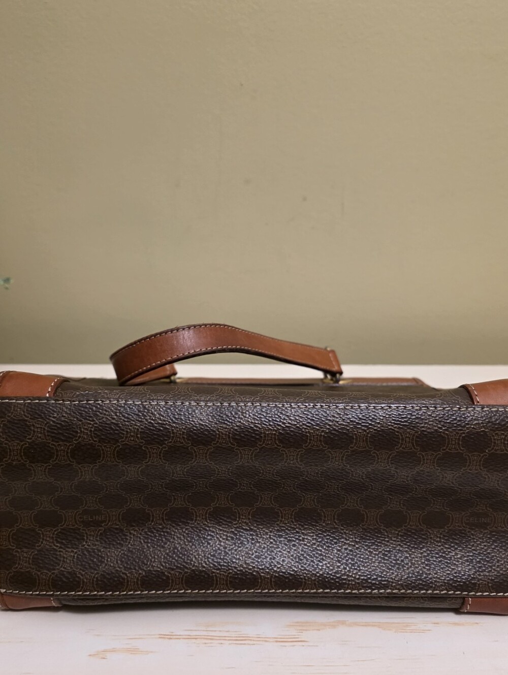 Celine | Brown Macadam Top Handle Handbag - Picture 7 of 14